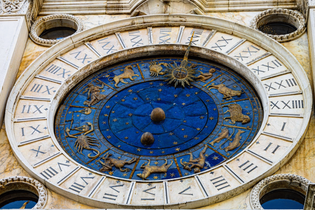Close-up of Venice's St. Mark's Clock Tower Zodiac Dial
