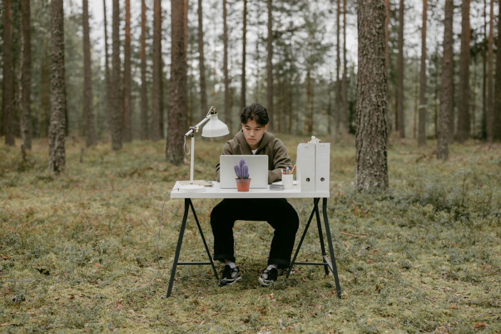 A Man Sitting at the Table