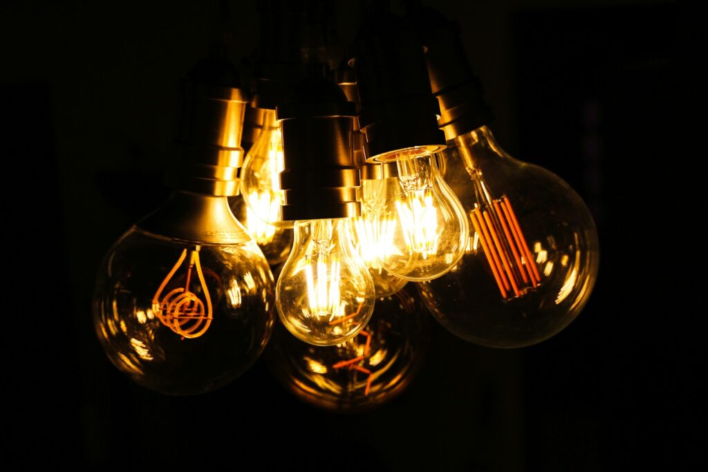turned-on brown lights
