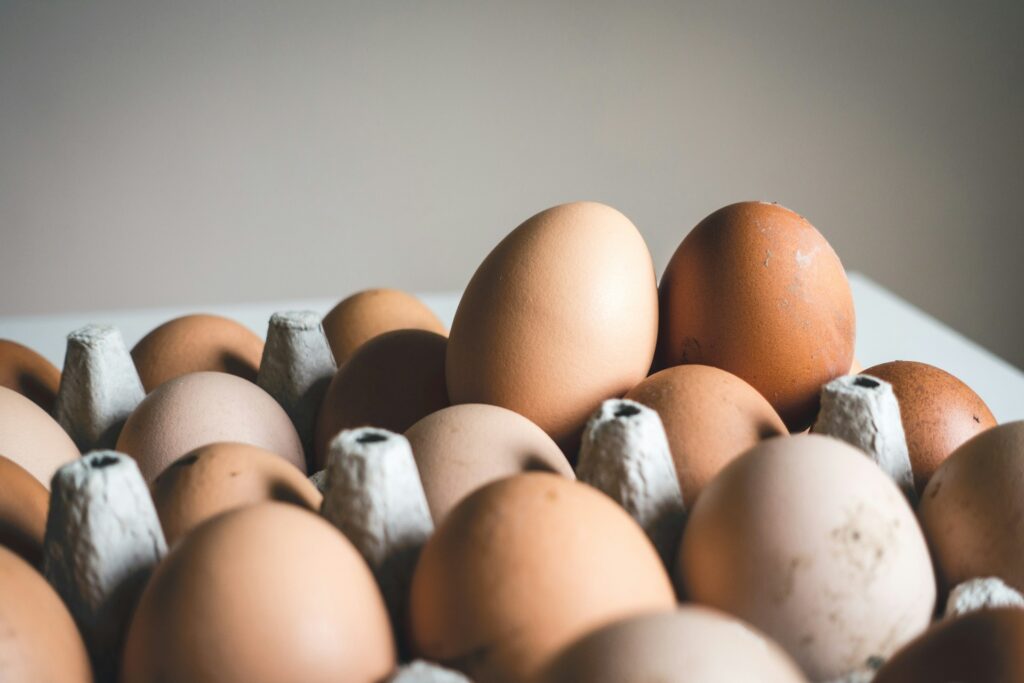 shallow focus photography of brown eggs
