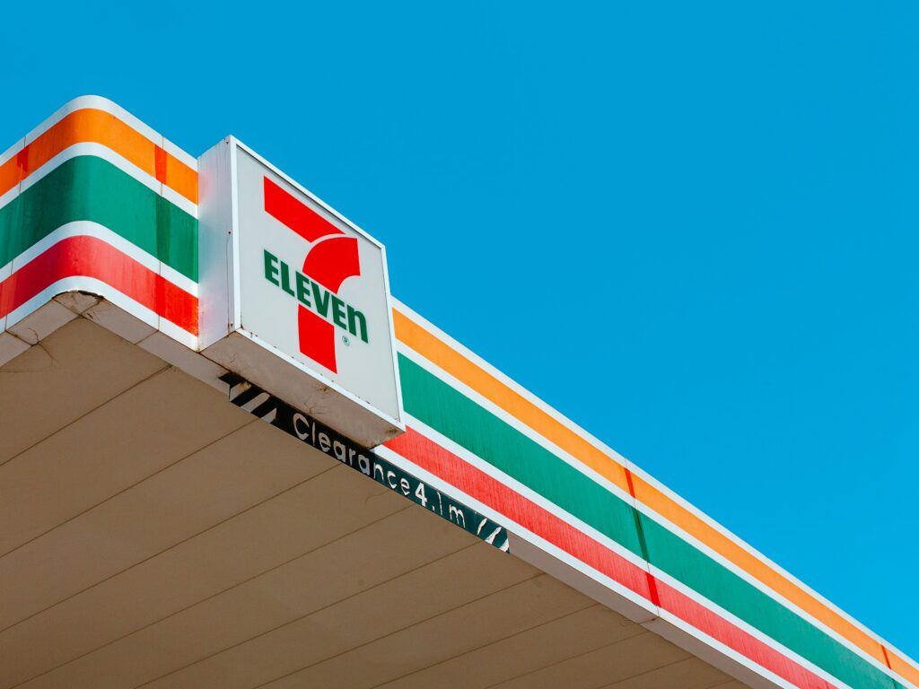 a gas station sign on top of a building
