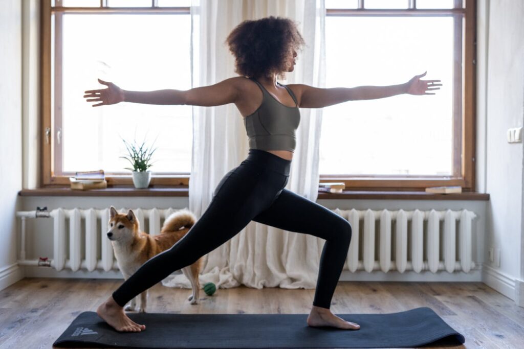 woman doing a yoga position