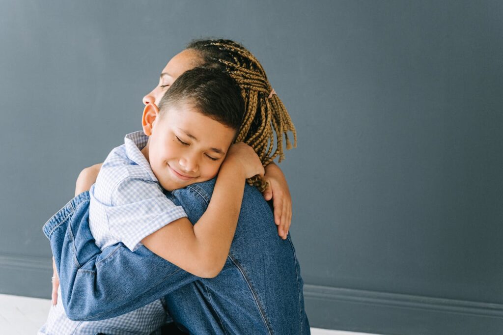 Mother and Son Hugging
