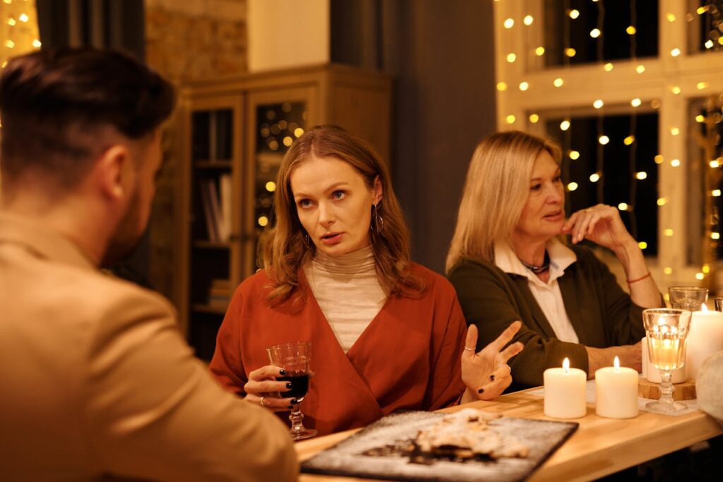 Family Having a Christmas Dinner Together

