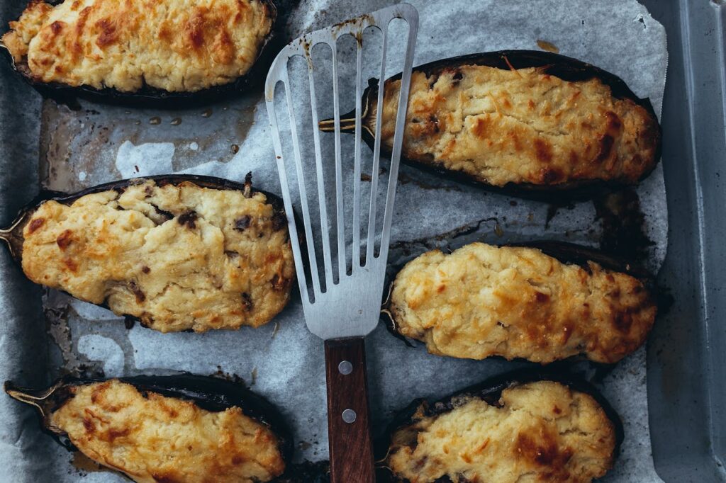 Close Up Photography of Eggplant Schnitzels
