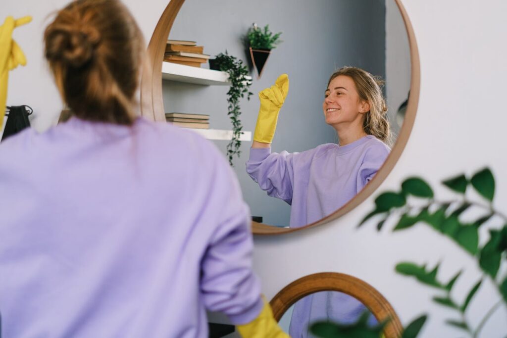 Woman's Reflection on a Mirror
