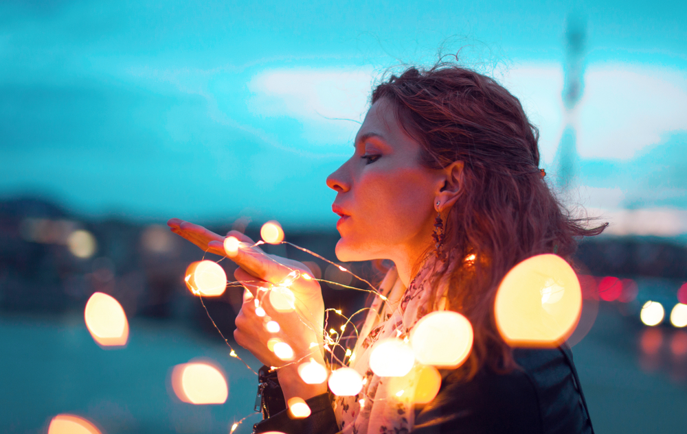 woman lights