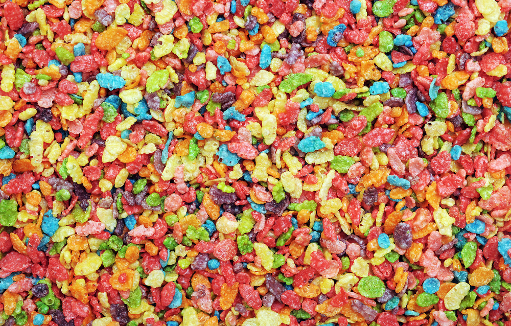 Colorful rice frosted flake cereals for background