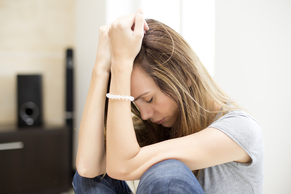 Sad woman in the room

