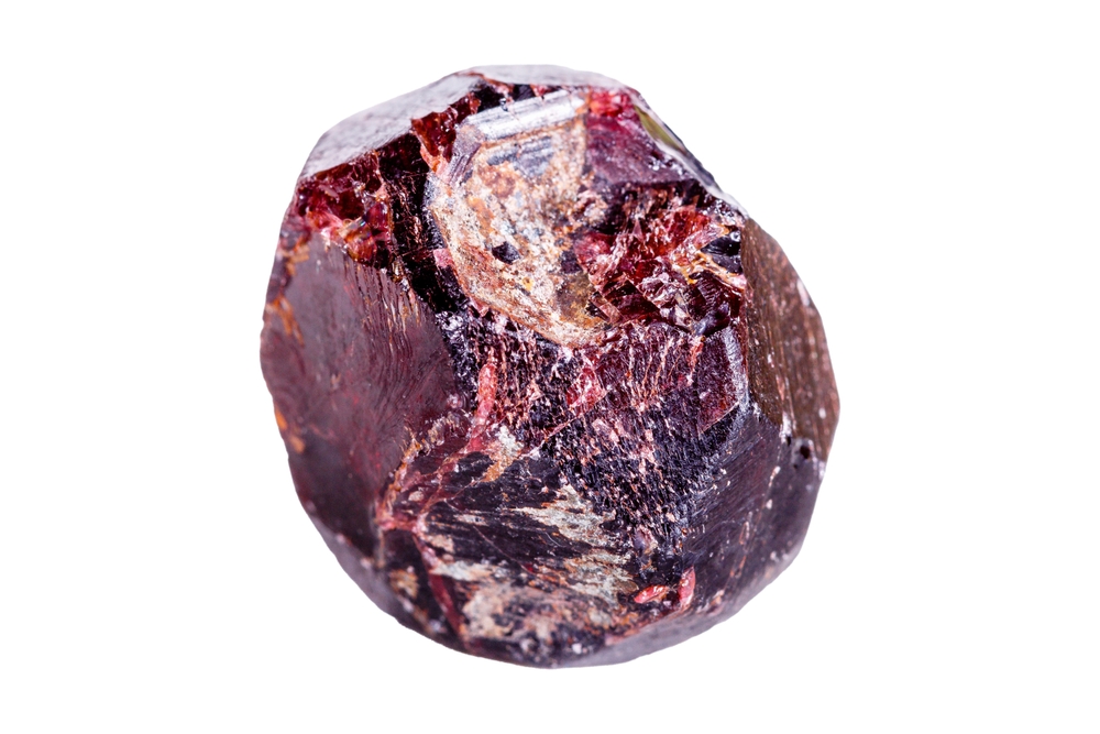 garnet mineral stone on a white background close up