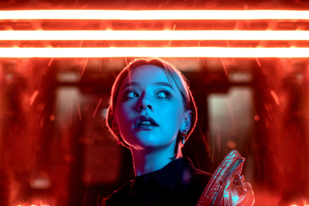woman neon lights