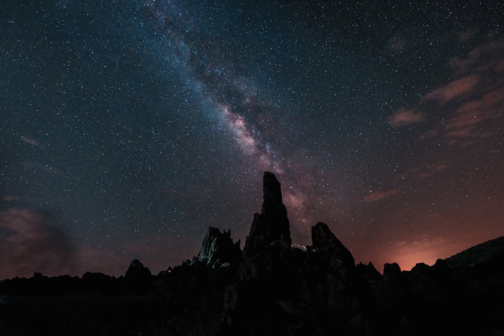 night sky behind mountain