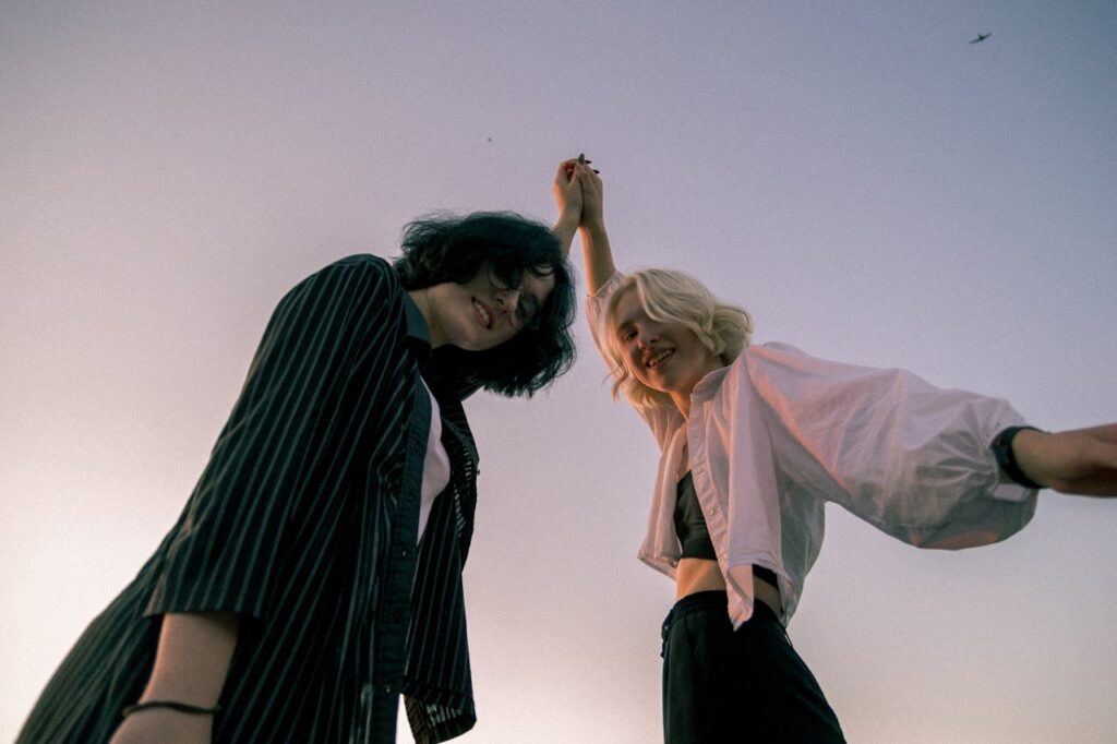 Beautiful Women Wearing Casual Clothing
