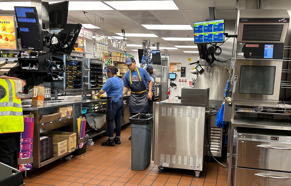 Brookings, Oregon - May 29, 2024:  inside McDonald's restaurant kitchenh. McDonald's is an American hamburger and fast food restaurant chain.