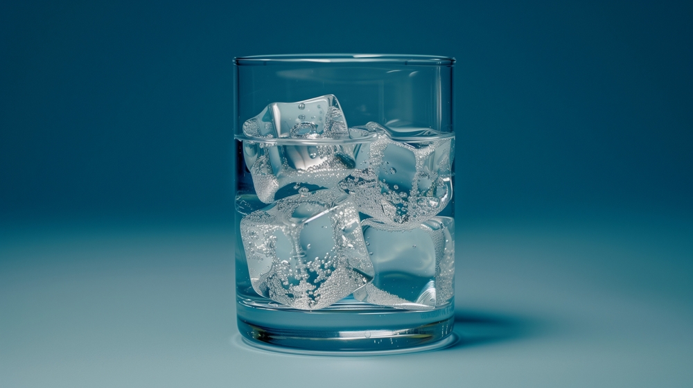 Realistic Photo of a Glass of Water with Ice Cubes