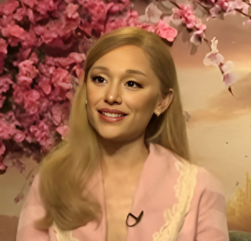 Ariana Grande during an interview to promote Wicked (2024)