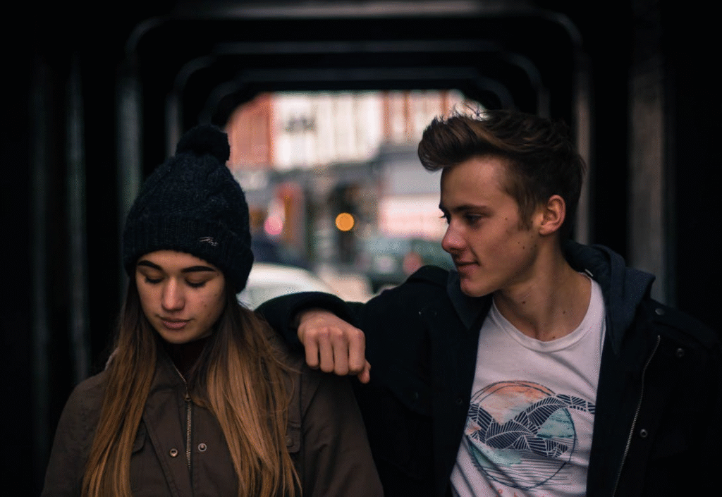 Young Couple in City at Night

