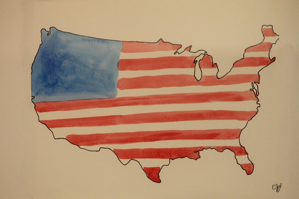 An illustrartion of the profile of the continent of the US