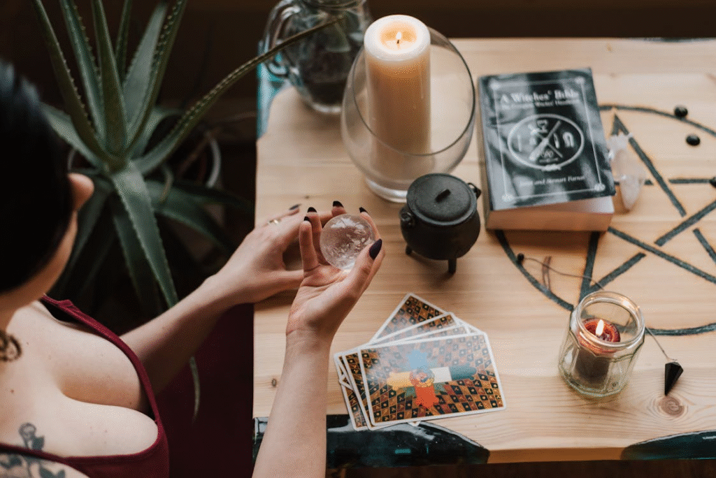 A fortune teller practising divination.