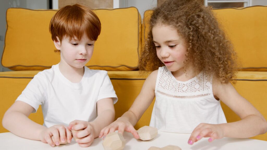 Children Playing Wooden Toys