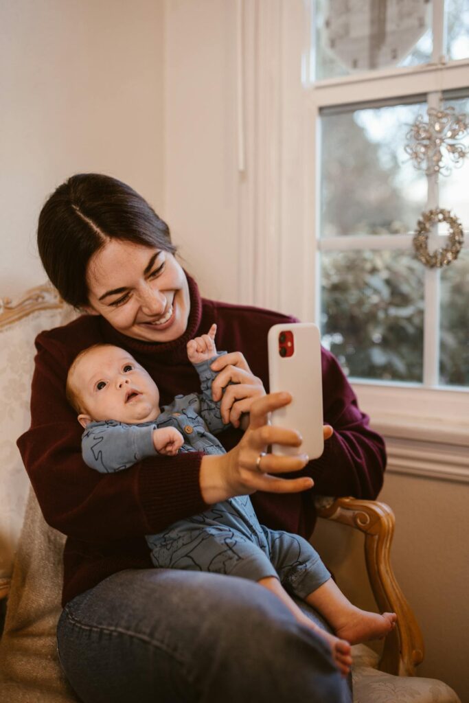 Baby and mother doing a memorable selfie
