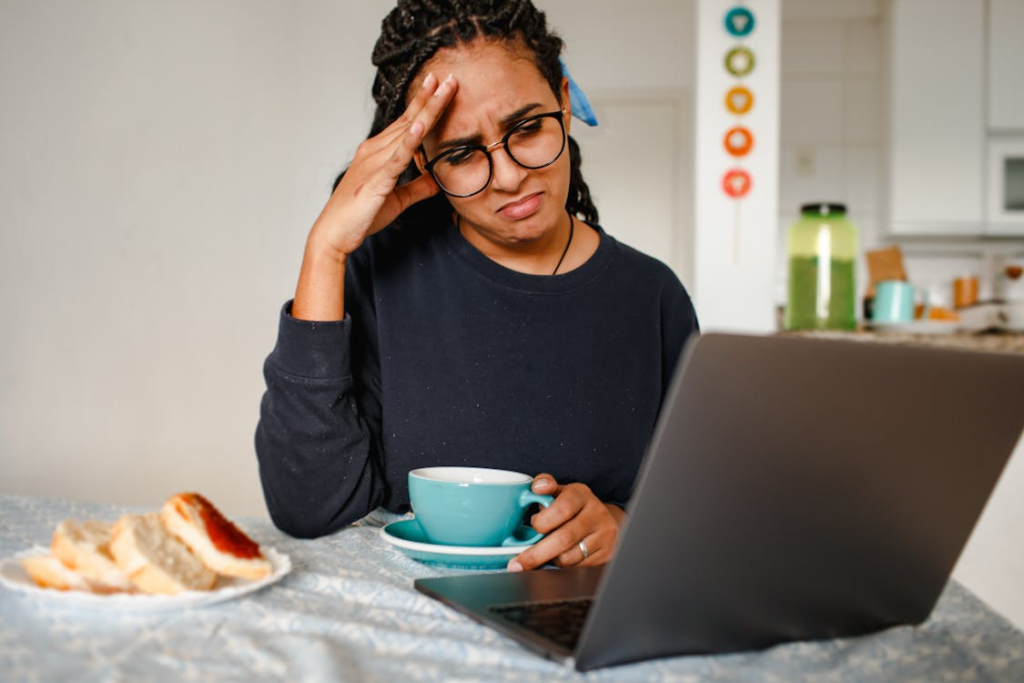 Woman Frustrated While Working at Home
