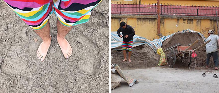 man standing in sand
