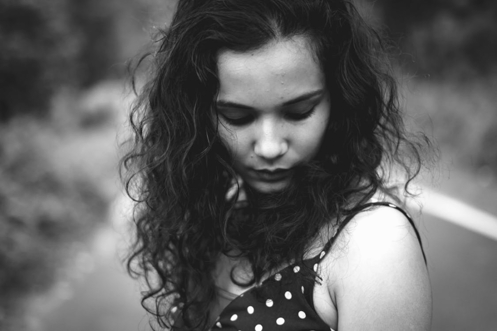 black and white portrait of woman