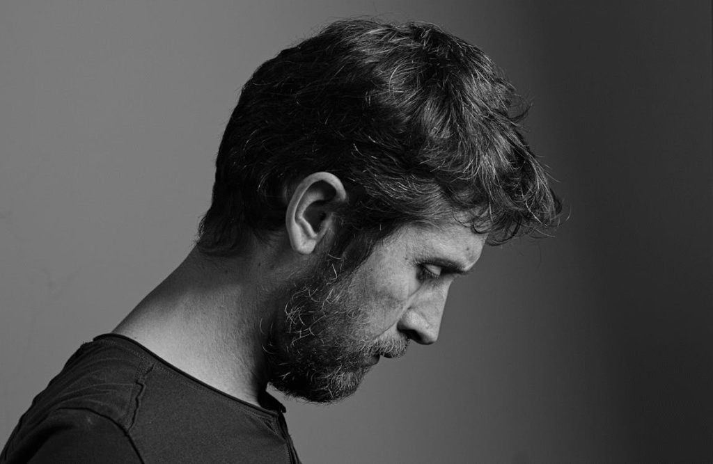 black and white portrait of man