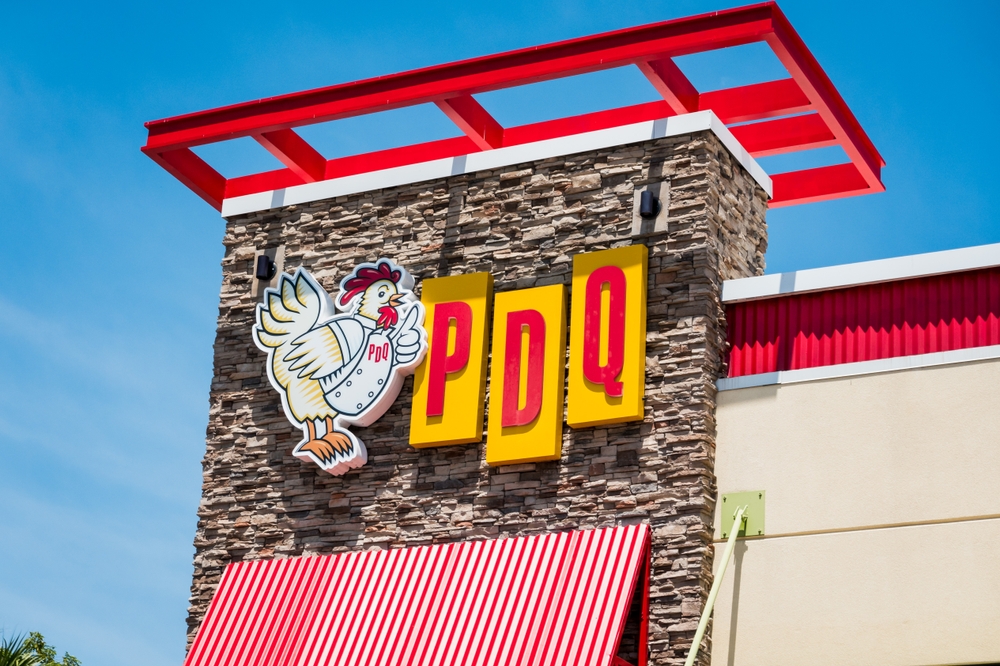 Miami, FL - April 15 2024: A local PDQ Chicken is seen on a bright sunny day.