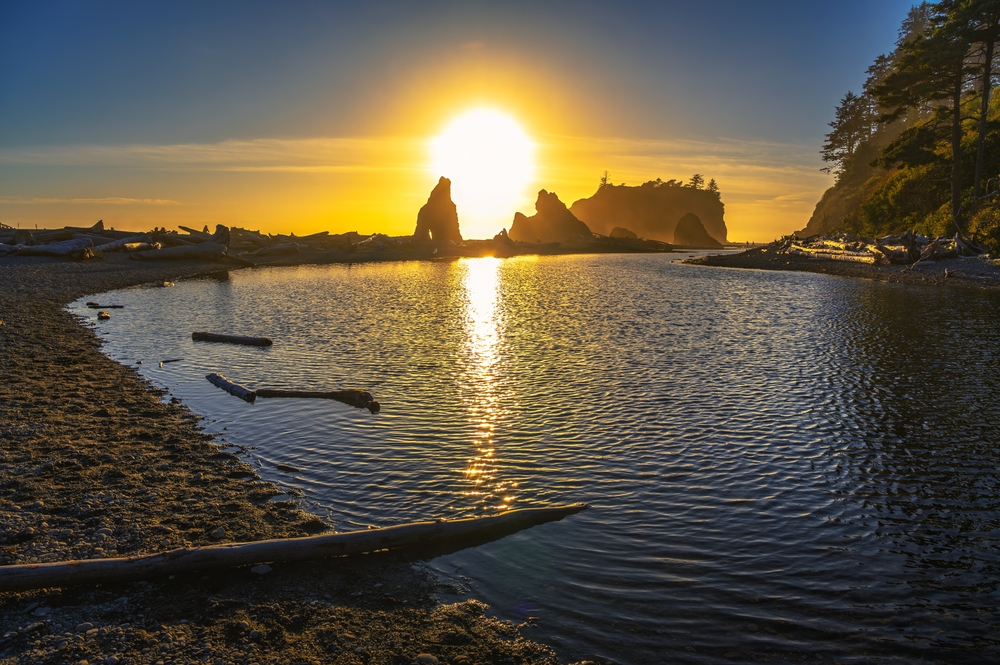 sunset with bright sun in sky