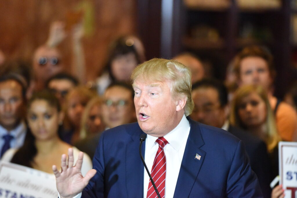 NEW YORK CITY - SEPTEMBER 3 2015: Republican presidential candidate Donald Trump announced he signed a pledge not to run as an independent candidate should he fail to win the party's 2016 nomination.