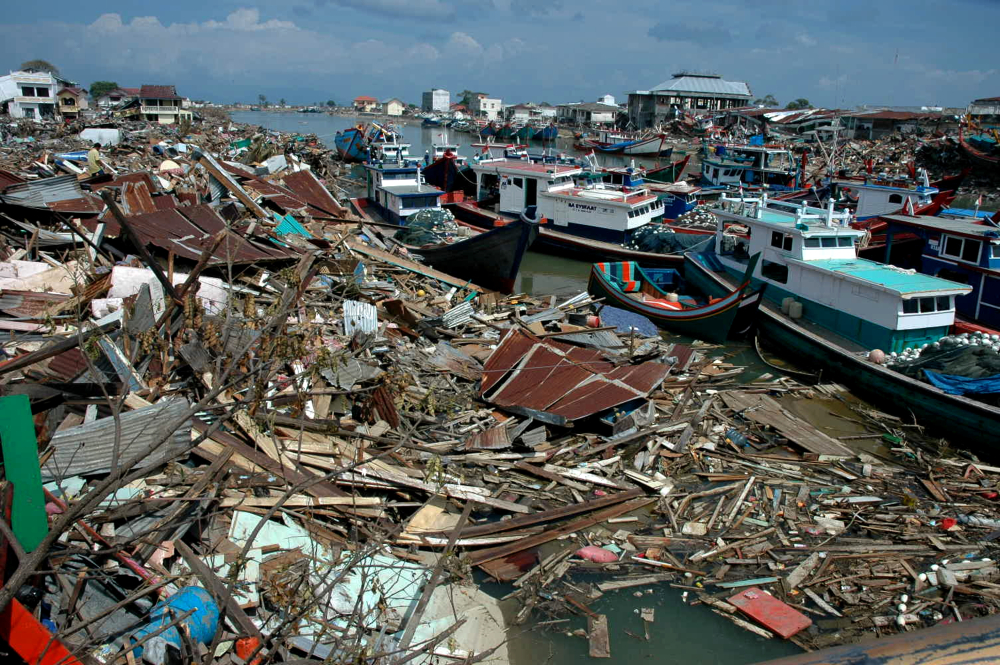 Banda Aceh, Aceh, Indonesia - December 31, 2004 : Indian Ocean Earthquake and Tsunami disaster Destroyed Banda Aceh City in December 26 2004