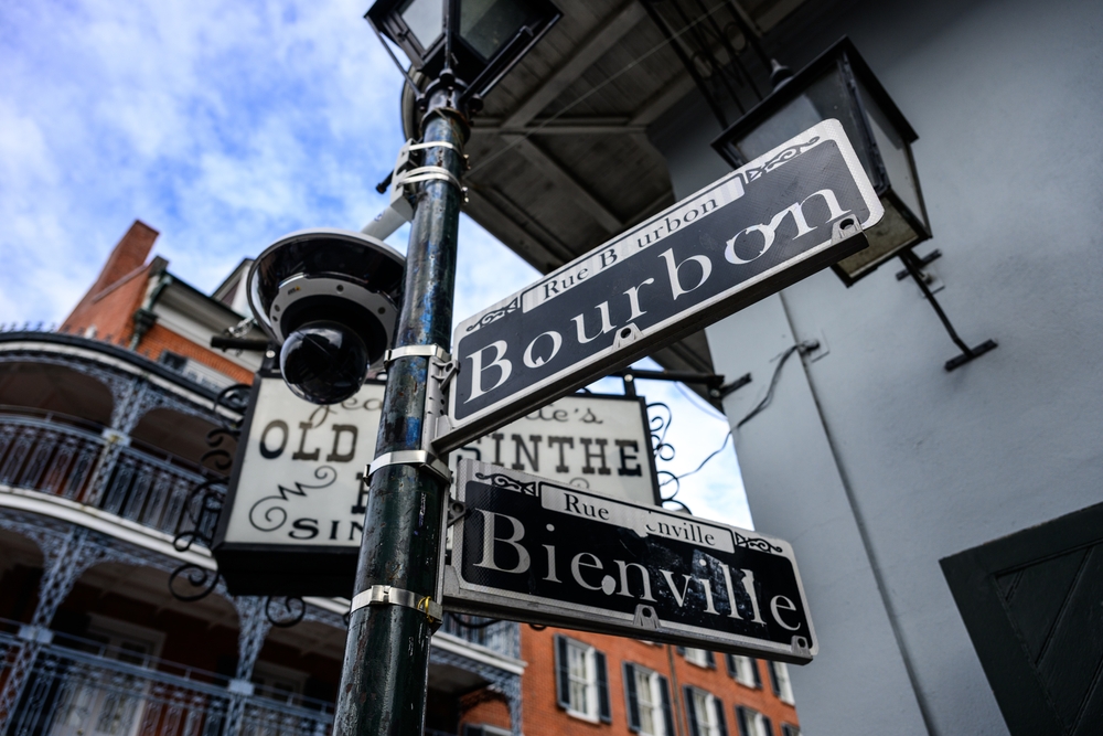 Bourbon Street and Bienville Street Crossing Signs in New Orleans