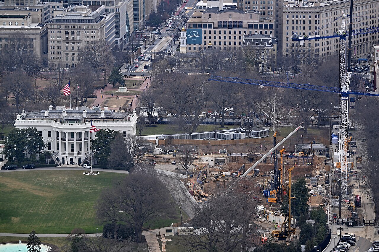 The White House during construction of the State Ballroom on 2026-01-14, Washington, DC