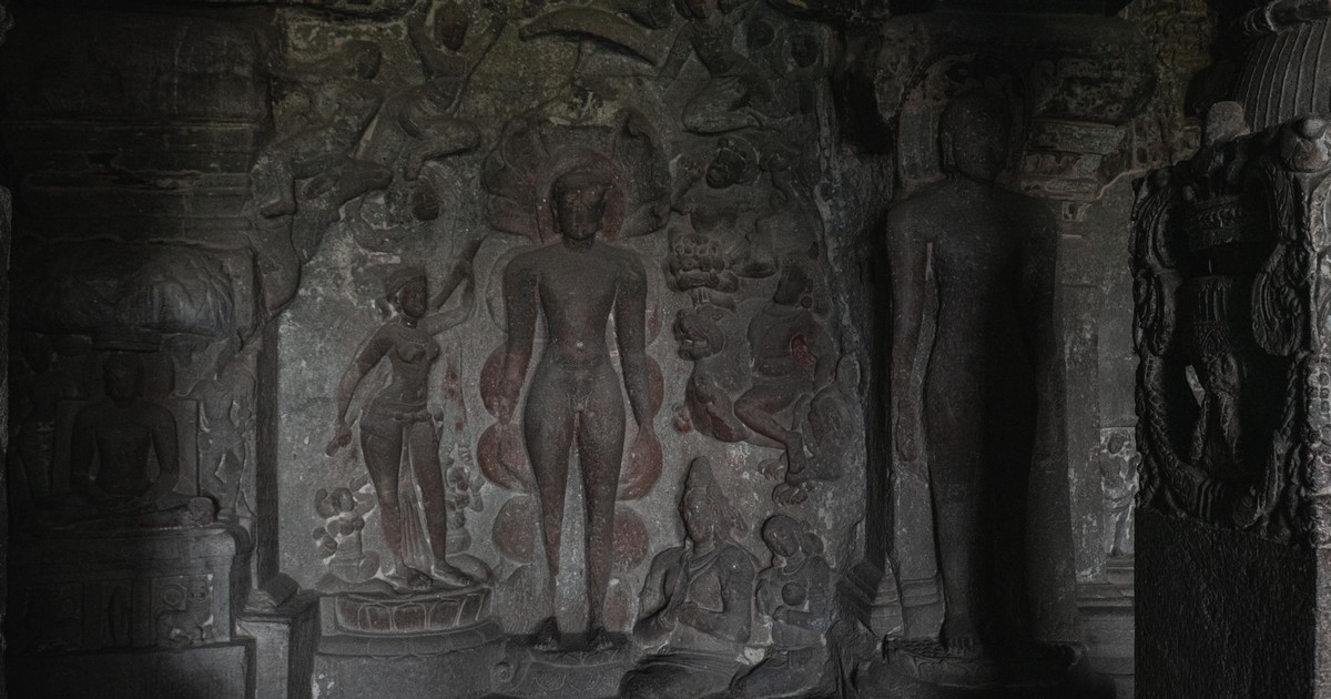 Explore the ancient rock-cut sculptures of the Ellora Caves, Maharashtra, India.