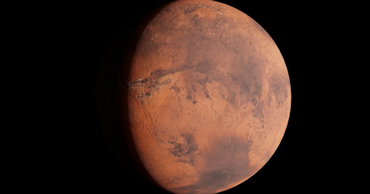 A high-resolution image capturing Mars with its surface details visible in space.