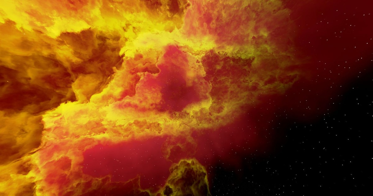 Stunning image of a colorful space nebula with stars in the background.