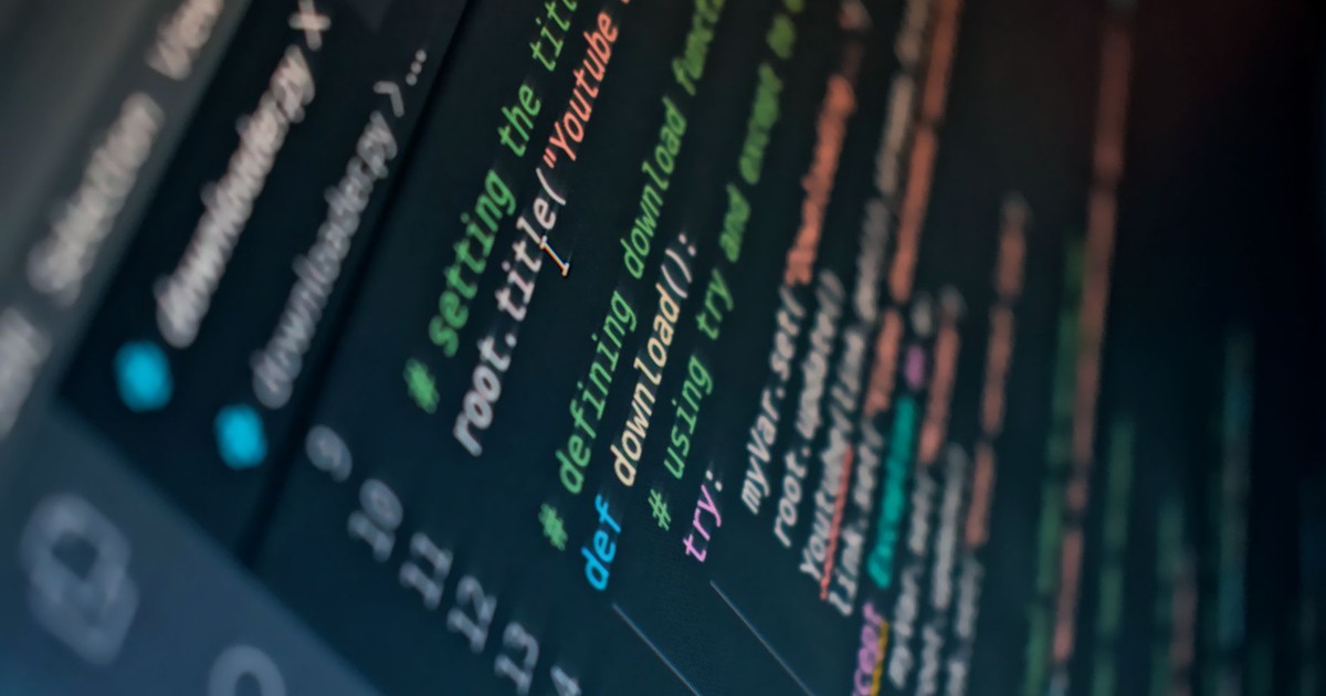 Detailed view of computer code highlighting syntax in colors on a screen.