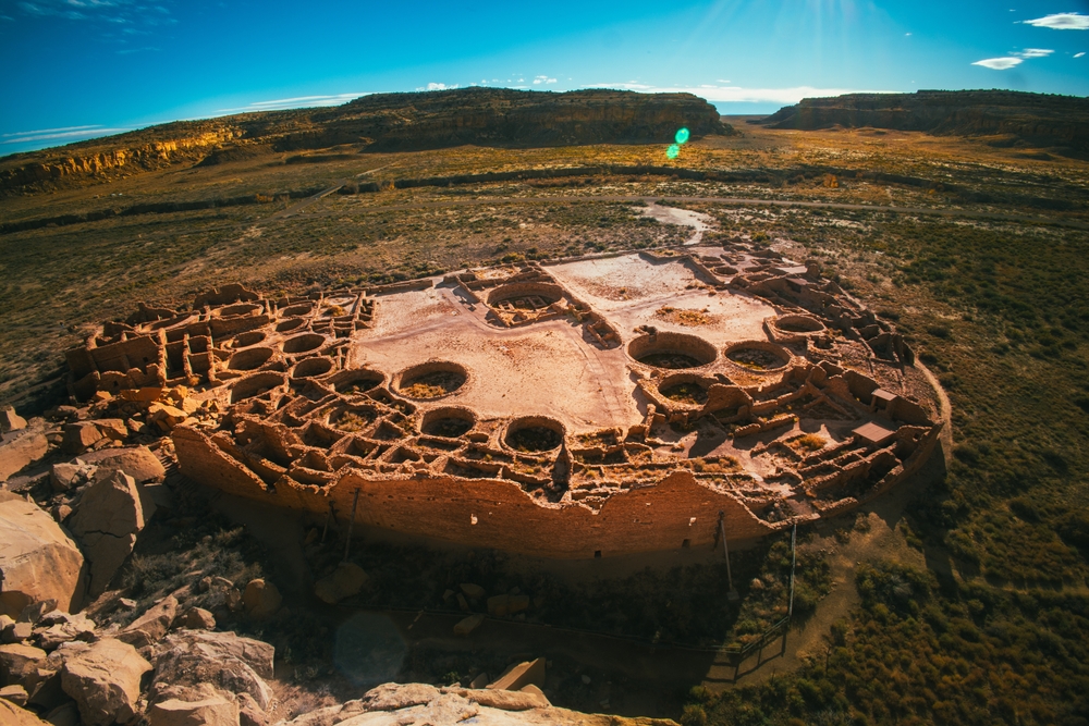 Overall photo of Pueblo Bonito In Chaco Canyon