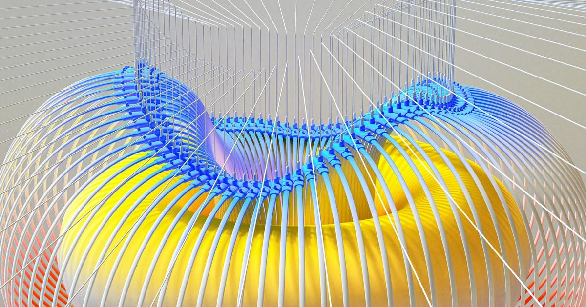A dynamic 3D render with vibrant colors and a wireframe pattern, symbolizing modern technology.