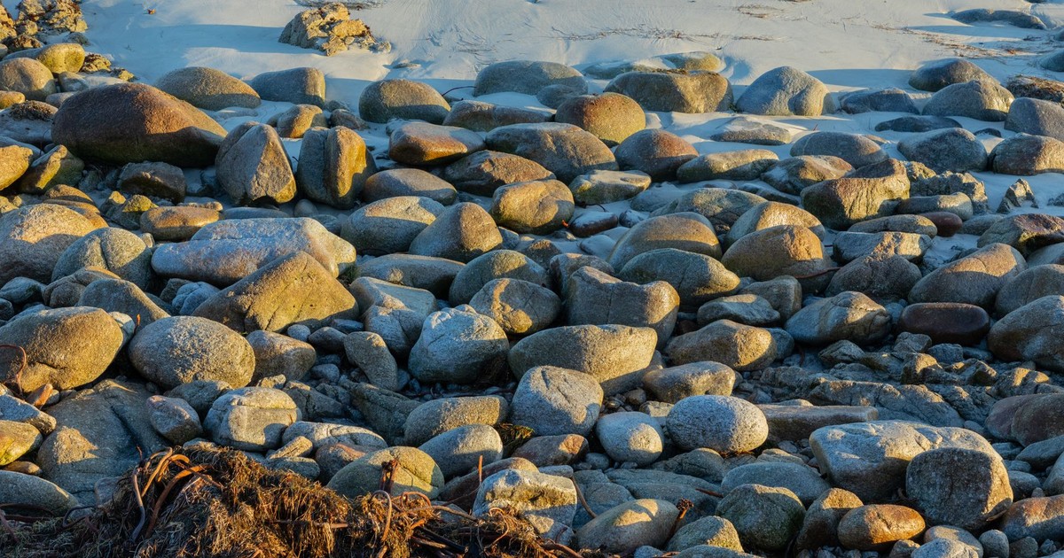A stunning view of the rocky shoreline at Monterey Beach, California.