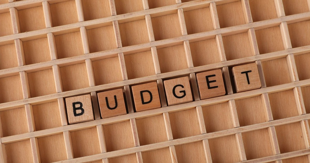 Wooden letter tiles spelling 'budget' on a wooden grid background, symbolizing finance and planning.