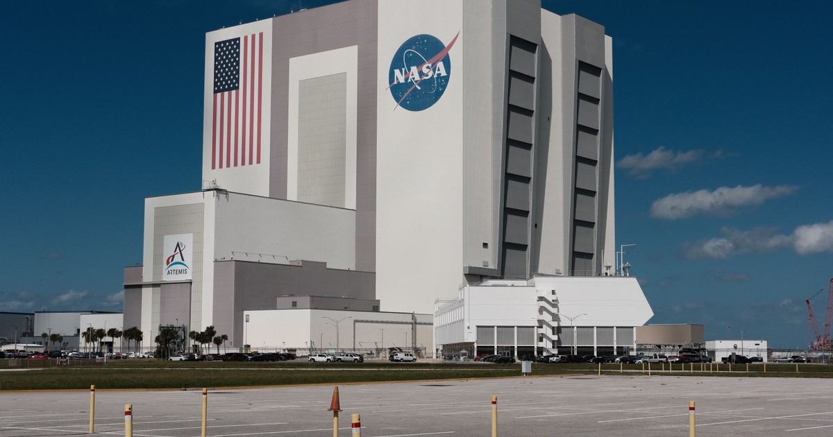 The iconic Vehicle Assembly Building at NASA's Kennedy Space Center, Florida.
